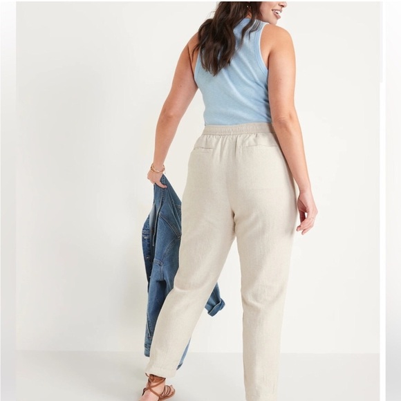 Old Navy High Rise Crop Pants Flax Linen Blend Pull On Size XL NWT - Picture 3 of 12